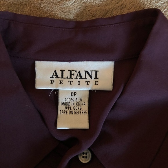 Alfani 100% Silk blouse burgundy color (8P) - Picture 1 of 4